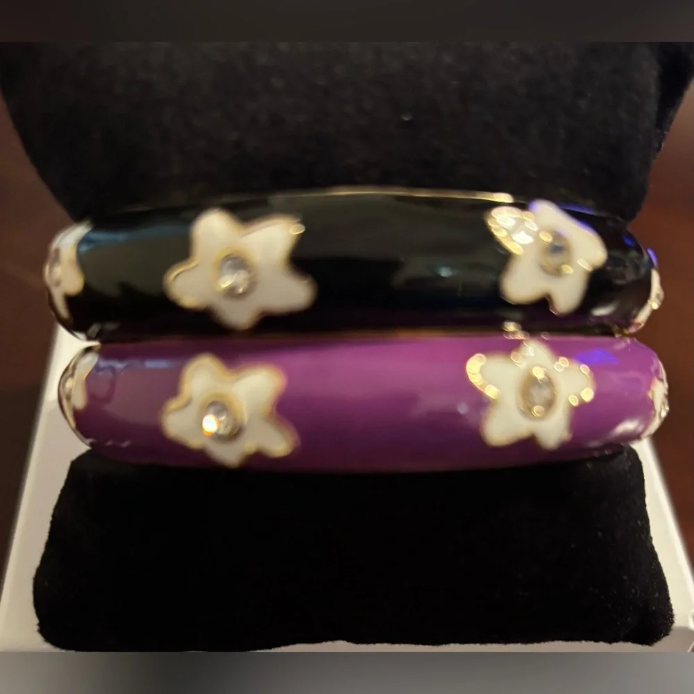 Elegant Black and Purple Floral Bangles